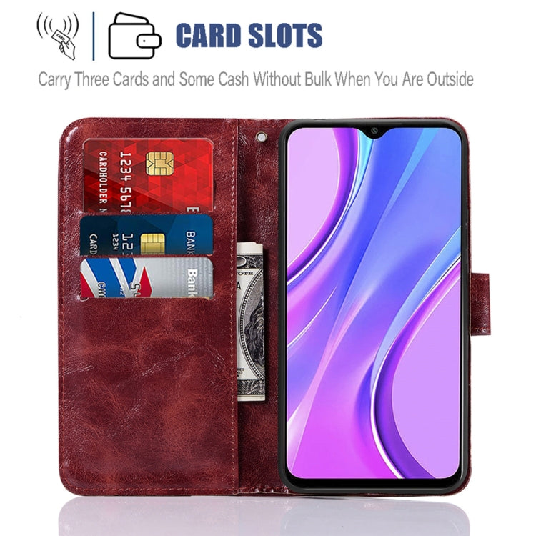 For Xiaomi Redmi 9 Copper Buckle Retro Crazy Horse Texture Horizontal Flip Leather Case with Holder & Card Slots & Wallet