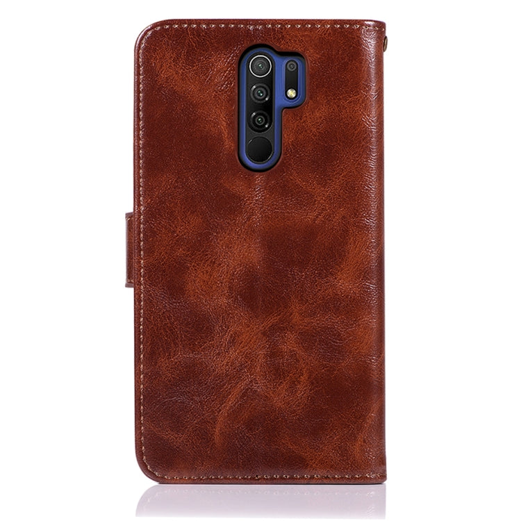 For Xiaomi Redmi 9 Copper Buckle Retro Crazy Horse Texture Horizontal Flip Leather Case with Holder & Card Slots & Wallet