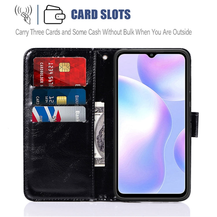 For Xiaomi Redmi 9A Copper Buckle Retro Crazy Horse Texture Horizontal Flip Leather Case with Holder & Card Slots & Wallet