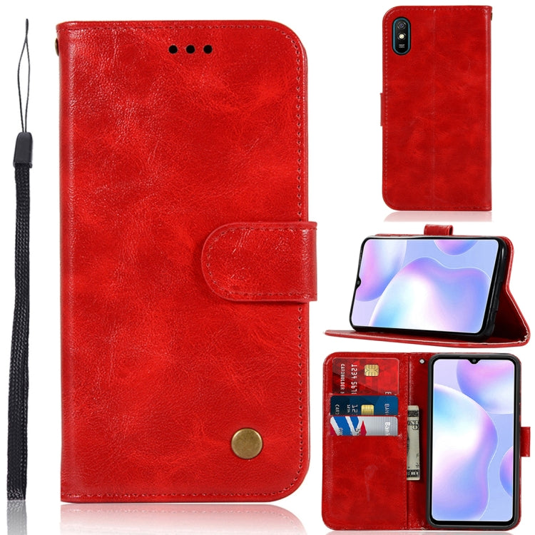 For Xiaomi Redmi 9A Copper Buckle Retro Crazy Horse Texture Horizontal Flip Leather Case with Holder & Card Slots & Wallet