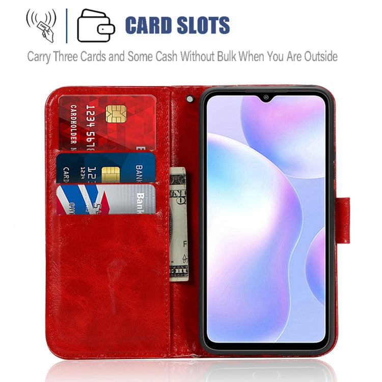 For Xiaomi Redmi 9A Copper Buckle Retro Crazy Horse Texture Horizontal Flip Leather Case with Holder & Card Slots & Wallet