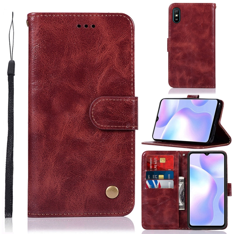 For Xiaomi Redmi 9A Copper Buckle Retro Crazy Horse Texture Horizontal Flip Leather Case with Holder & Card Slots & Wallet