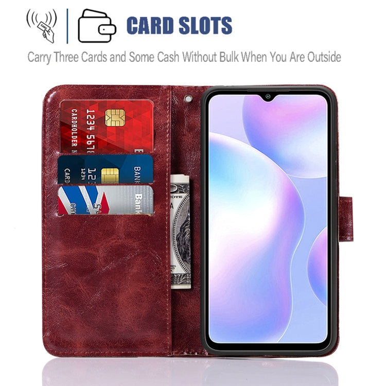 For Xiaomi Redmi 9A Copper Buckle Retro Crazy Horse Texture Horizontal Flip Leather Case with Holder & Card Slots & Wallet