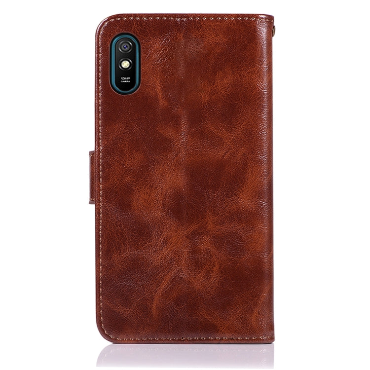 For Xiaomi Redmi 9A Copper Buckle Retro Crazy Horse Texture Horizontal Flip Leather Case with Holder & Card Slots & Wallet