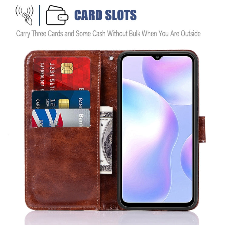 For Xiaomi Redmi 9A Copper Buckle Retro Crazy Horse Texture Horizontal Flip Leather Case with Holder & Card Slots & Wallet