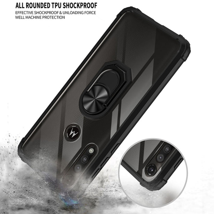 For Motorola Moto G Fast Shockproof Transparent TPU + Acrylic Protective Case with Ring Holder