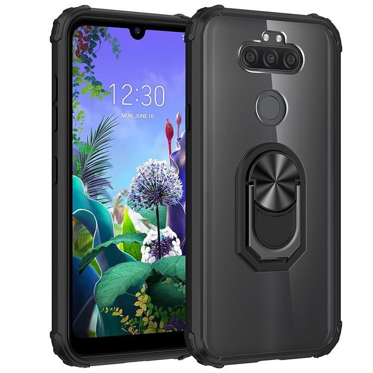 For LG Aristo 5 Shockproof Transparent TPU + Acrylic Protective Case with Ring Holder