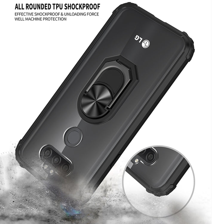 For LG Aristo 5 Shockproof Transparent TPU + Acrylic Protective Case with Ring Holder