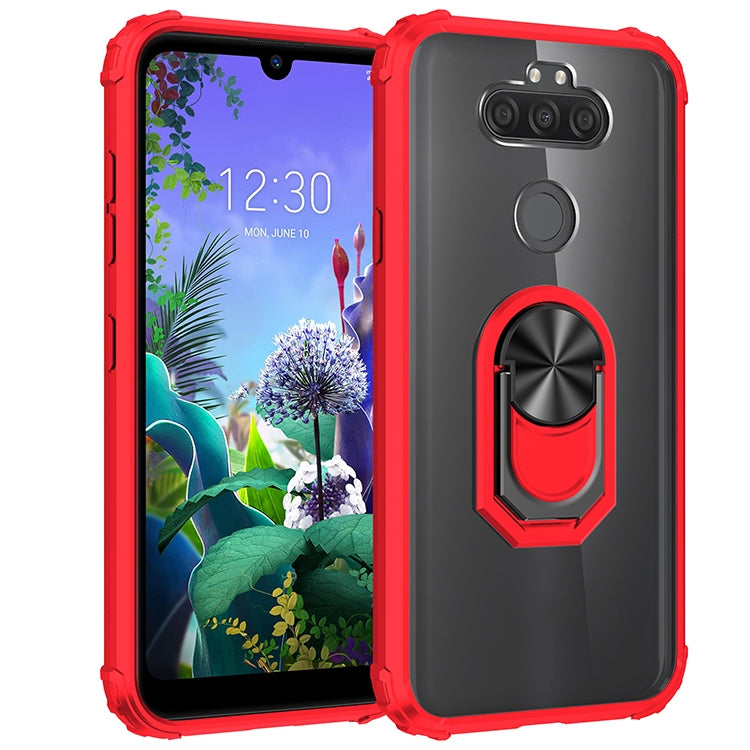 For LG Aristo 5 Shockproof Transparent TPU + Acrylic Protective Case with Ring Holder
