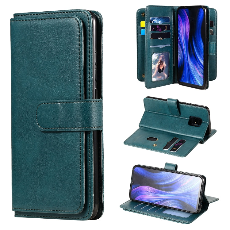 For Xiaomi Redmi 10X 5G / Redmi 10X Pro 5G Multifunctional Magnetic Copper Buckle Horizontal Flip Solid Color Leather Case with 10 Card Slots & Wallet & Holder & Photo Frame