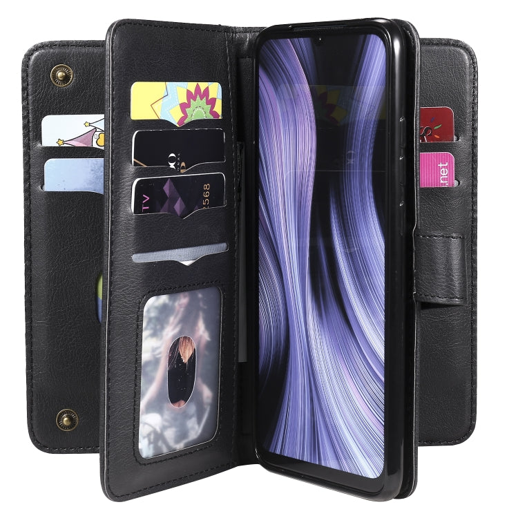 For Xiaomi Redmi 10X 5G / Redmi 10X Pro 5G Multifunctional Magnetic Copper Buckle Horizontal Flip Solid Color Leather Case with 10 Card Slots & Wallet & Holder & Photo Frame