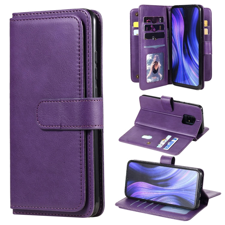 For Xiaomi Redmi 10X 5G / Redmi 10X Pro 5G Multifunctional Magnetic Copper Buckle Horizontal Flip Solid Color Leather Case with 10 Card Slots & Wallet & Holder & Photo Frame