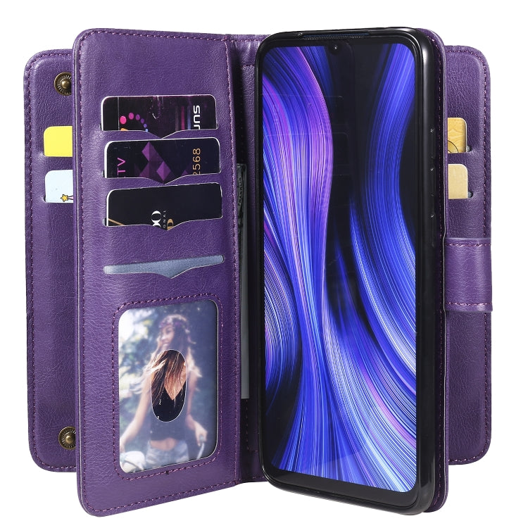 For Xiaomi Redmi 10X 5G / Redmi 10X Pro 5G Multifunctional Magnetic Copper Buckle Horizontal Flip Solid Color Leather Case with 10 Card Slots & Wallet & Holder & Photo Frame