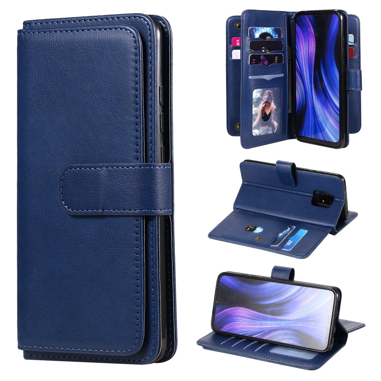 For Xiaomi Redmi 10X 5G / Redmi 10X Pro 5G Multifunctional Magnetic Copper Buckle Horizontal Flip Solid Color Leather Case with 10 Card Slots & Wallet & Holder & Photo Frame