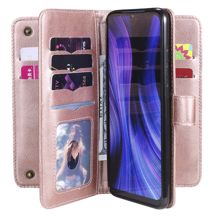 For Xiaomi Redmi 10X 5G / Redmi 10X Pro 5G Multifunctional Magnetic Copper Buckle Horizontal Flip Solid Color Leather Case with 10 Card Slots & Wallet & Holder & Photo Frame