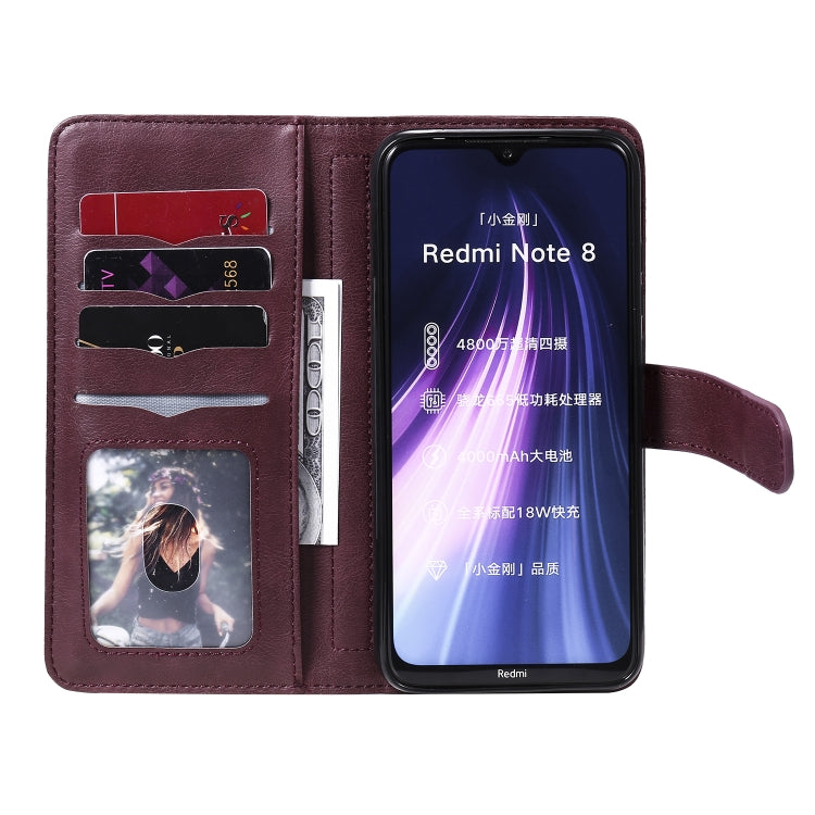 For Xiaomi Redmi Note 8 Multifunctional Magnetic Copper Buckle Horizontal Flip Solid Color Leather Case with 10 Card Slots & Wallet & Holder & Photo Frame