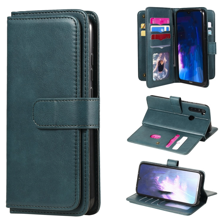 For Xiaomi Redmi Note 8 Multifunctional Magnetic Copper Buckle Horizontal Flip Solid Color Leather Case with 10 Card Slots & Wallet & Holder & Photo Frame