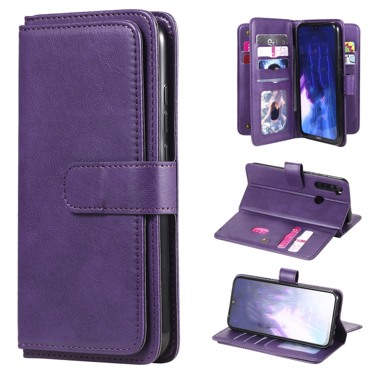 For Xiaomi Redmi Note 8 Multifunctional Magnetic Copper Buckle Horizontal Flip Solid Color Leather Case with 10 Card Slots & Wallet & Holder & Photo Frame