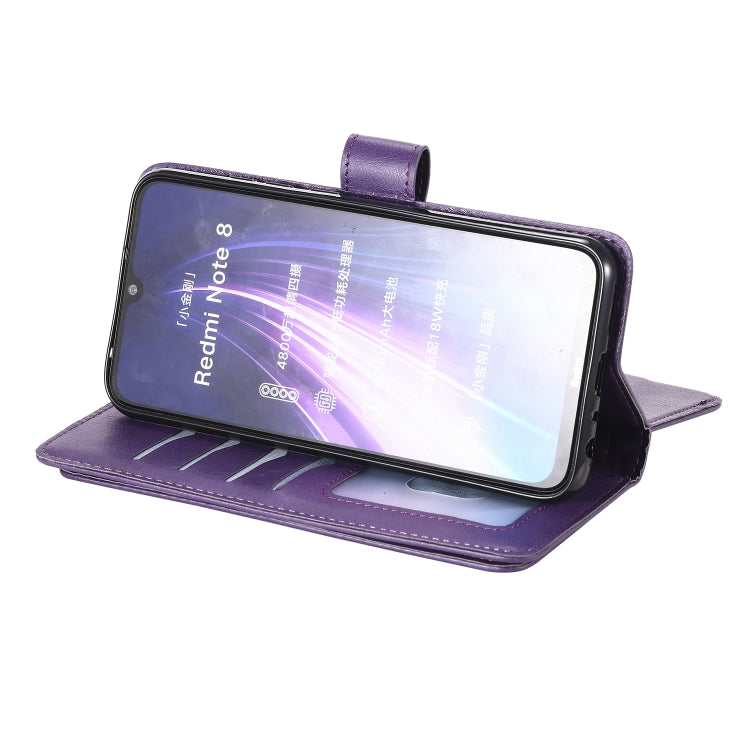 For Xiaomi Redmi Note 8 Multifunctional Magnetic Copper Buckle Horizontal Flip Solid Color Leather Case with 10 Card Slots & Wallet & Holder & Photo Frame