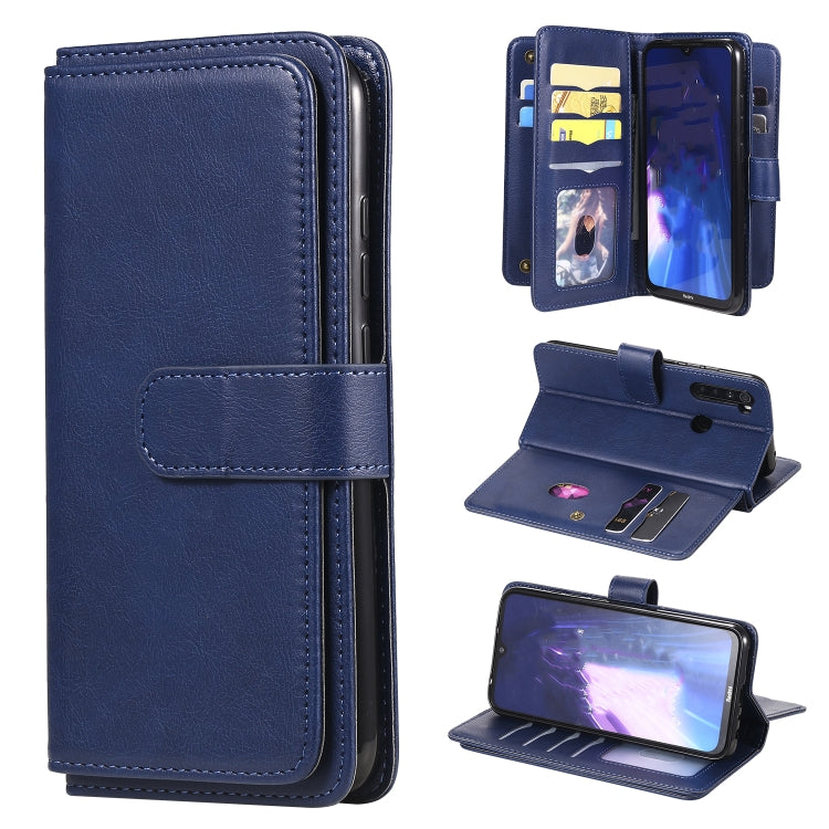 For Xiaomi Redmi Note 8 Multifunctional Magnetic Copper Buckle Horizontal Flip Solid Color Leather Case with 10 Card Slots & Wallet & Holder & Photo Frame