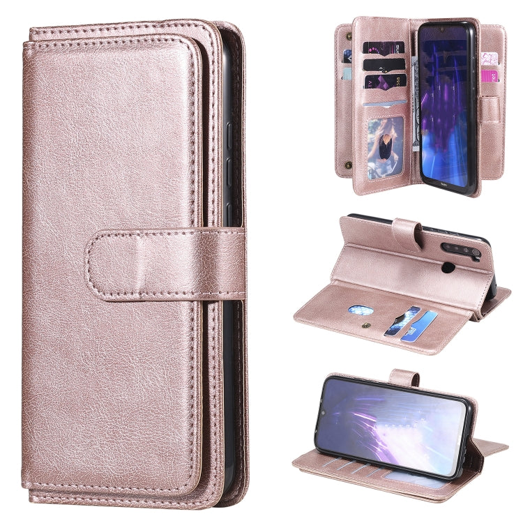 For Xiaomi Redmi Note 8 Multifunctional Magnetic Copper Buckle Horizontal Flip Solid Color Leather Case with 10 Card Slots & Wallet & Holder & Photo Frame