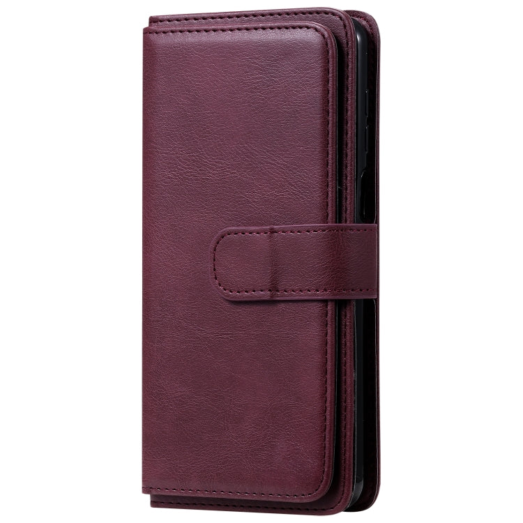 For Xiaomi Redmi Note 9S Multifunctional Magnetic Copper Buckle Horizontal Flip Solid Color Leather Case with 10 Card Slots & Wallet & Holder & Photo Frame