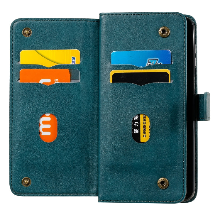 For Xiaomi Redmi Note 9S Multifunctional Magnetic Copper Buckle Horizontal Flip Solid Color Leather Case with 10 Card Slots & Wallet & Holder & Photo Frame