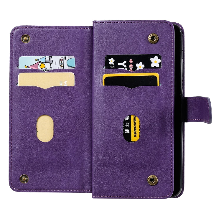 For Xiaomi Redmi Note 9S Multifunctional Magnetic Copper Buckle Horizontal Flip Solid Color Leather Case with 10 Card Slots & Wallet & Holder & Photo Frame