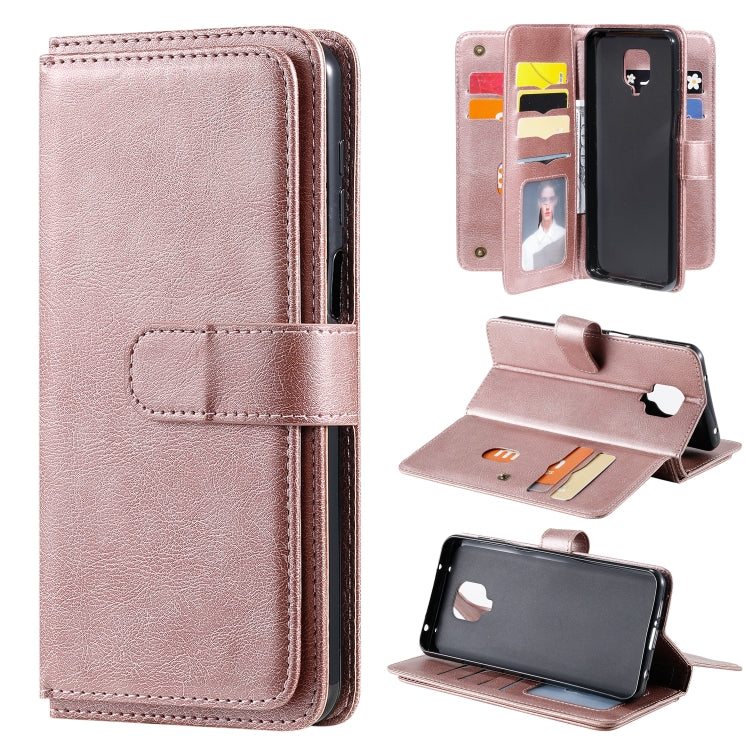For Xiaomi Redmi Note 9S Multifunctional Magnetic Copper Buckle Horizontal Flip Solid Color Leather Case with 10 Card Slots & Wallet & Holder & Photo Frame
