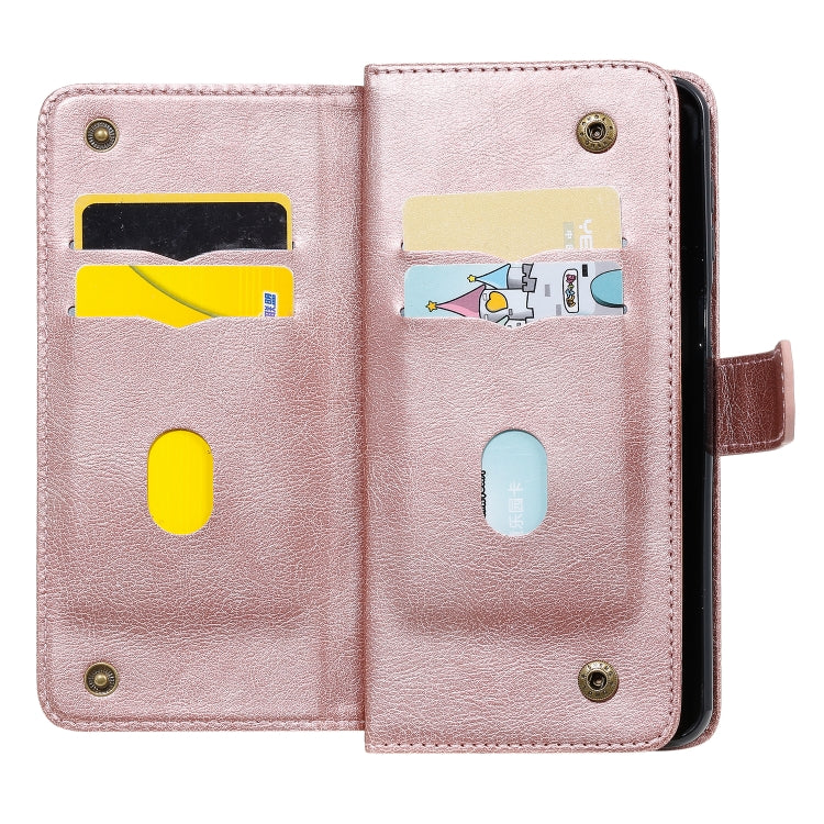 For Xiaomi Redmi Note 9S Multifunctional Magnetic Copper Buckle Horizontal Flip Solid Color Leather Case with 10 Card Slots & Wallet & Holder & Photo Frame