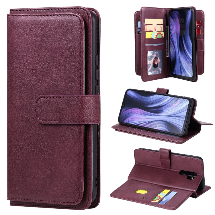 For Xiaomi Redmi 9 Multifunctional Magnetic Copper Buckle Horizontal Flip Solid Color Leather Case with 10 Card Slots & Wallet & Holder & Photo Frame