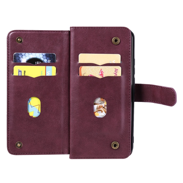 For Xiaomi Redmi 9 Multifunctional Magnetic Copper Buckle Horizontal Flip Solid Color Leather Case with 10 Card Slots & Wallet & Holder & Photo Frame