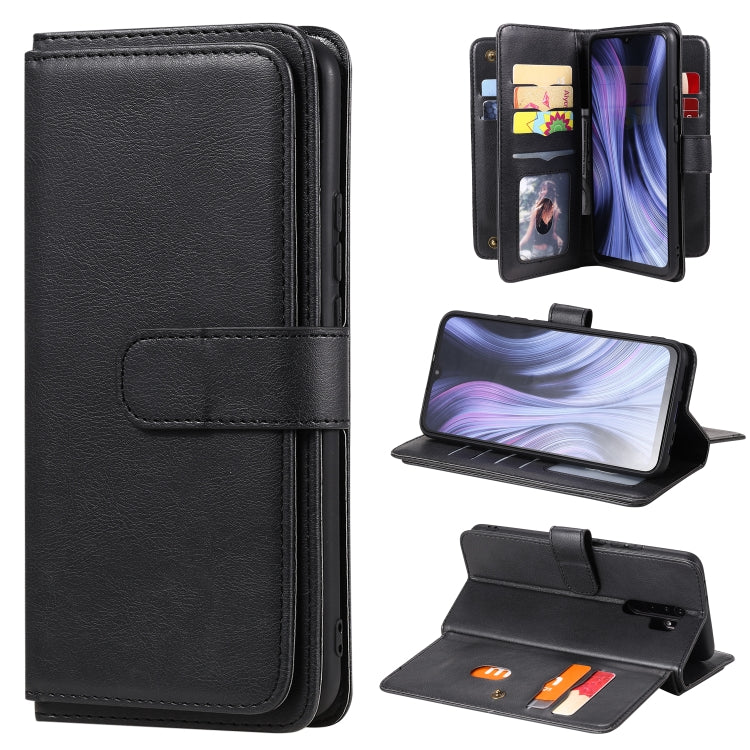 For Xiaomi Redmi 9 Multifunctional Magnetic Copper Buckle Horizontal Flip Solid Color Leather Case with 10 Card Slots & Wallet & Holder & Photo Frame
