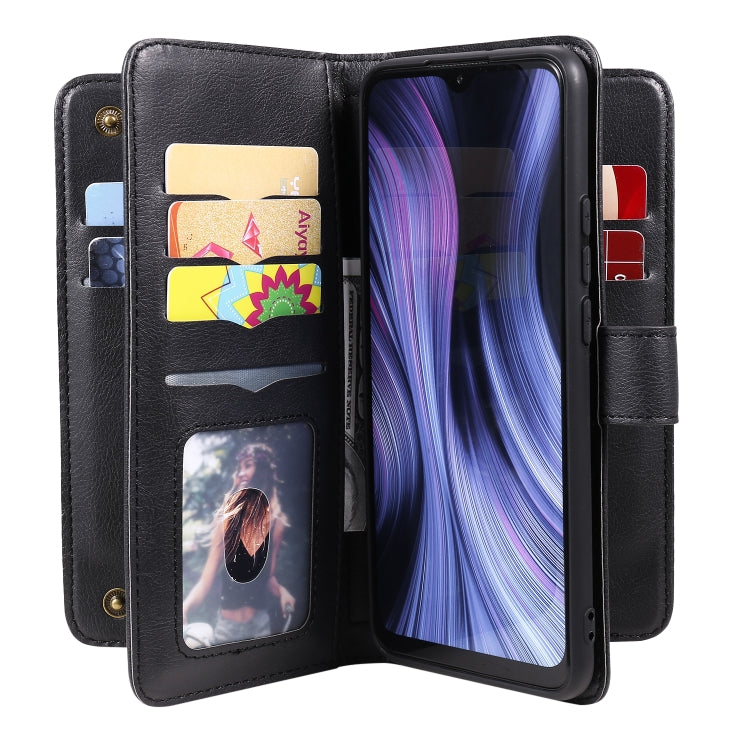 For Xiaomi Redmi 9 Multifunctional Magnetic Copper Buckle Horizontal Flip Solid Color Leather Case with 10 Card Slots & Wallet & Holder & Photo Frame