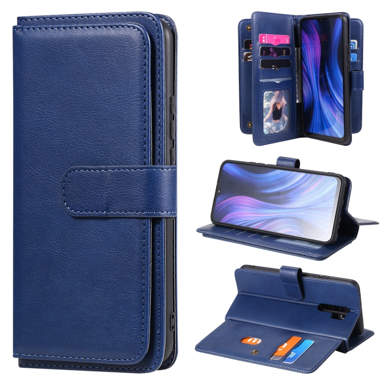 For Xiaomi Redmi 9 Multifunctional Magnetic Copper Buckle Horizontal Flip Solid Color Leather Case with 10 Card Slots & Wallet & Holder & Photo Frame