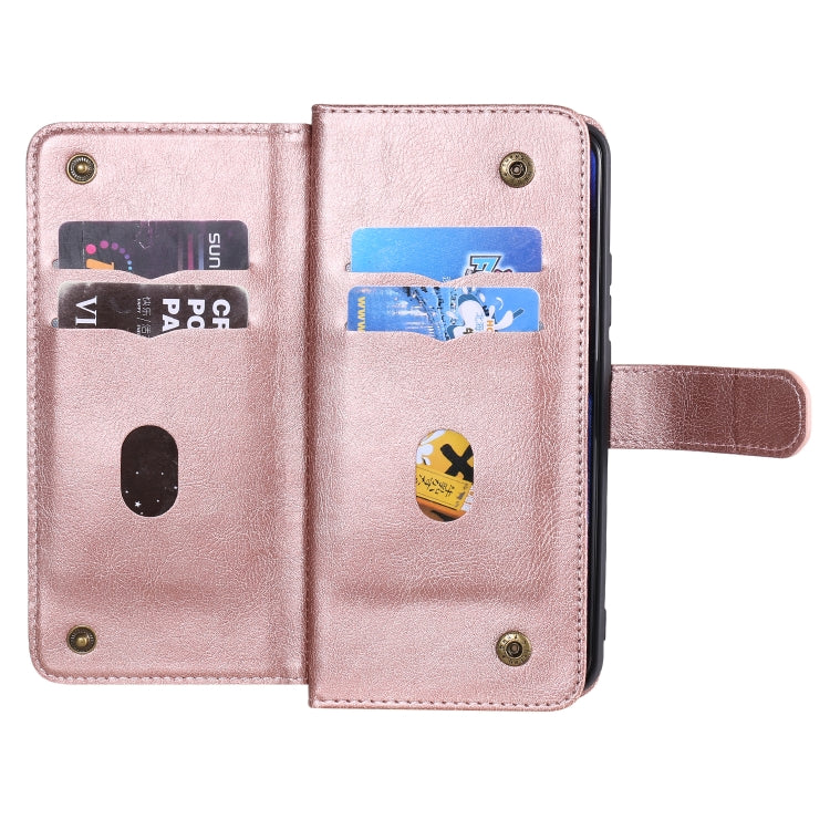 For Xiaomi Redmi 9 Multifunctional Magnetic Copper Buckle Horizontal Flip Solid Color Leather Case with 10 Card Slots & Wallet & Holder & Photo Frame
