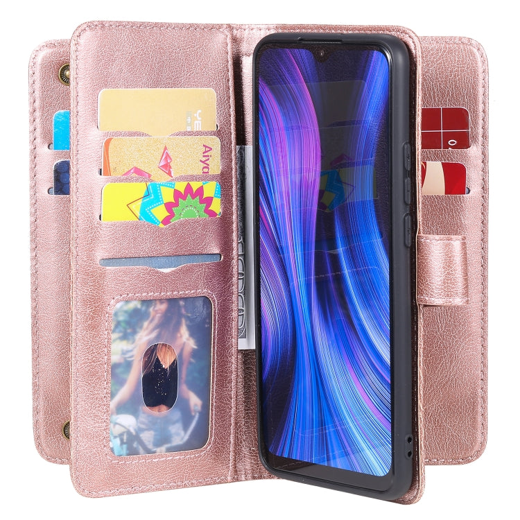 For Xiaomi Redmi 9 Multifunctional Magnetic Copper Buckle Horizontal Flip Solid Color Leather Case with 10 Card Slots & Wallet & Holder & Photo Frame