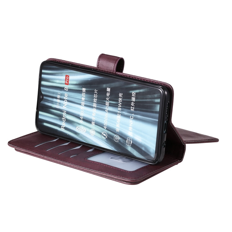 For Xiaomi Redmi Note 8 Pro Multifunctional Magnetic Copper Buckle Horizontal Flip Solid Color Leather Case with 10 Card Slots & Wallet & Holder & Photo Frame