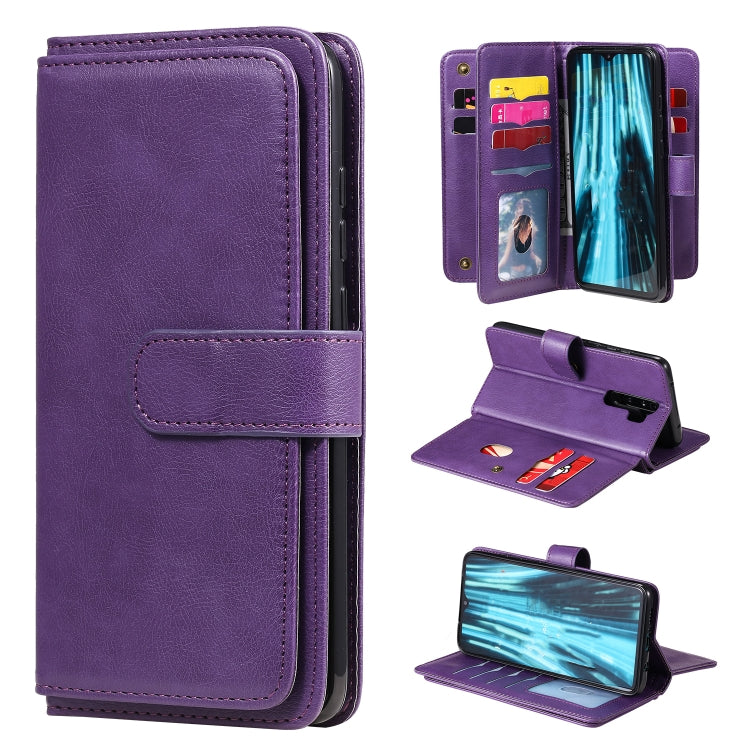 For Xiaomi Redmi Note 8 Pro Multifunctional Magnetic Copper Buckle Horizontal Flip Solid Color Leather Case with 10 Card Slots & Wallet & Holder & Photo Frame