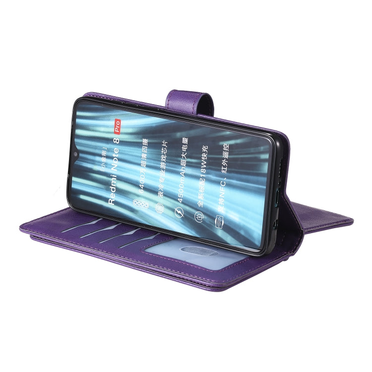 For Xiaomi Redmi Note 8 Pro Multifunctional Magnetic Copper Buckle Horizontal Flip Solid Color Leather Case with 10 Card Slots & Wallet & Holder & Photo Frame