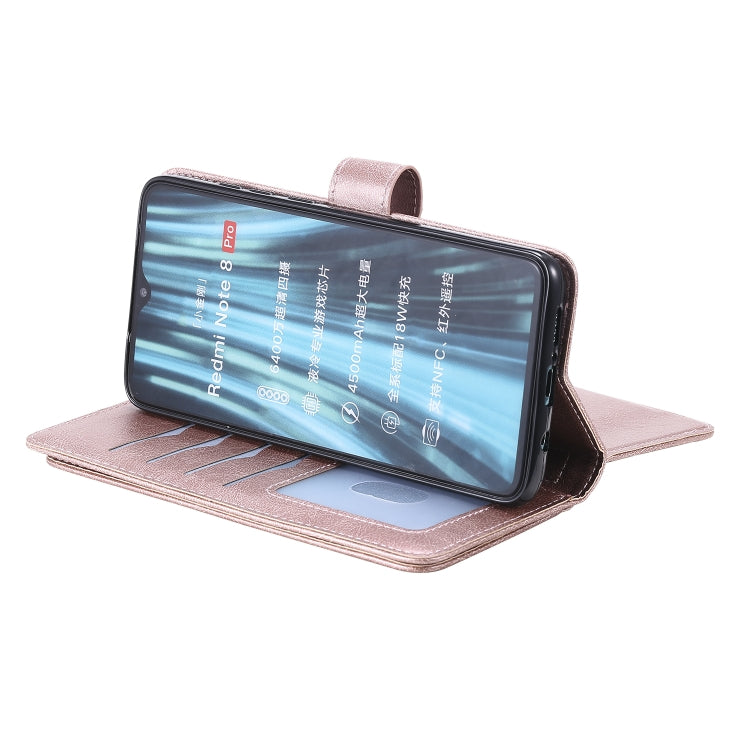 For Xiaomi Redmi Note 8 Pro Multifunctional Magnetic Copper Buckle Horizontal Flip Solid Color Leather Case with 10 Card Slots & Wallet & Holder & Photo Frame