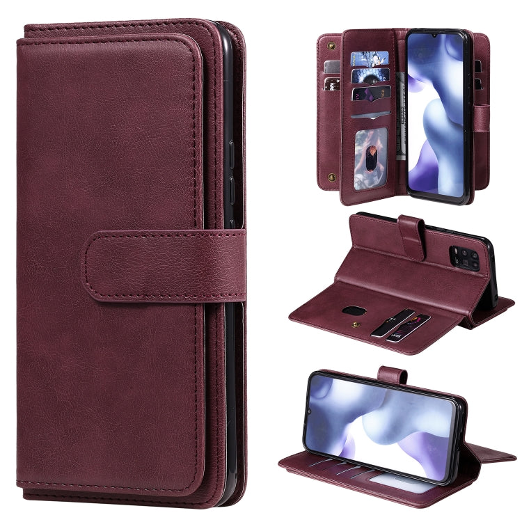 For Xiaomi Mi 10 Lite Multifunctional Magnetic Copper Buckle Horizontal Flip Solid Color Leather Case with 10 Card Slots & Wallet & Holder & Photo Frame