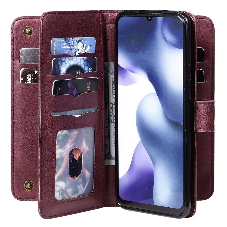 For Xiaomi Mi 10 Lite Multifunctional Magnetic Copper Buckle Horizontal Flip Solid Color Leather Case with 10 Card Slots & Wallet & Holder & Photo Frame