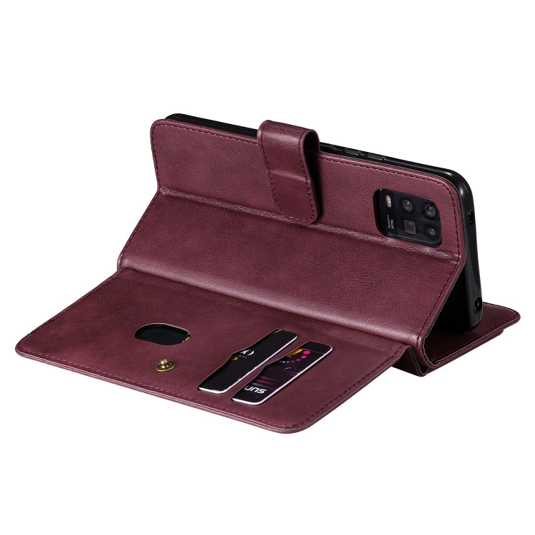 For Xiaomi Mi 10 Lite Multifunctional Magnetic Copper Buckle Horizontal Flip Solid Color Leather Case with 10 Card Slots & Wallet & Holder & Photo Frame