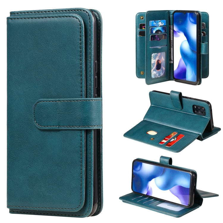 For Xiaomi Mi 10 Lite Multifunctional Magnetic Copper Buckle Horizontal Flip Solid Color Leather Case with 10 Card Slots & Wallet & Holder & Photo Frame