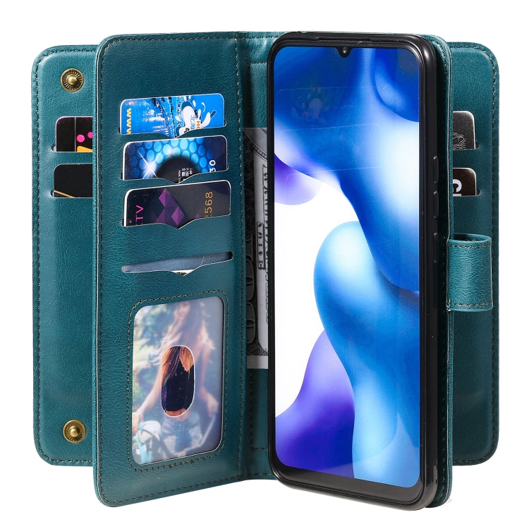 For Xiaomi Mi 10 Lite Multifunctional Magnetic Copper Buckle Horizontal Flip Solid Color Leather Case with 10 Card Slots & Wallet & Holder & Photo Frame