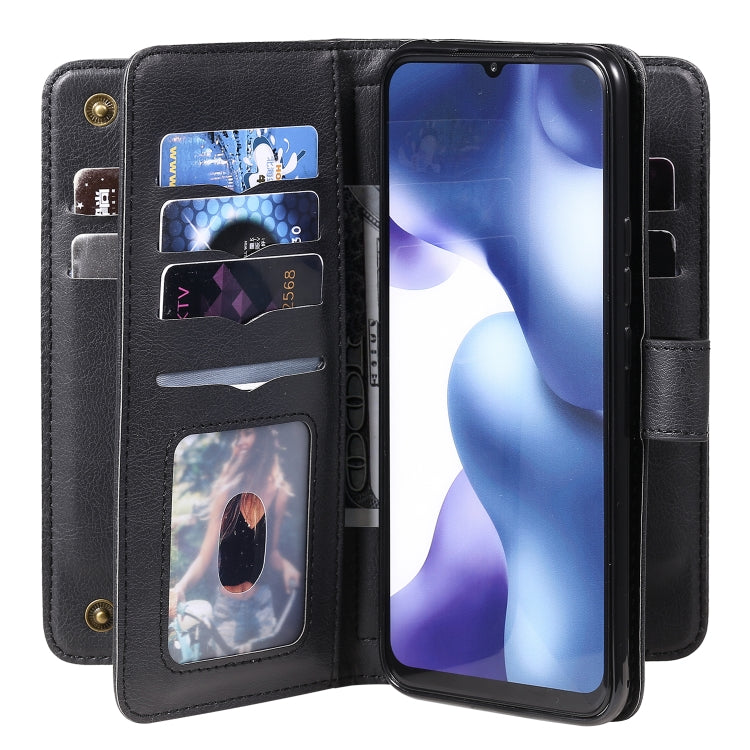 For Xiaomi Mi 10 Lite Multifunctional Magnetic Copper Buckle Horizontal Flip Solid Color Leather Case with 10 Card Slots & Wallet & Holder & Photo Frame