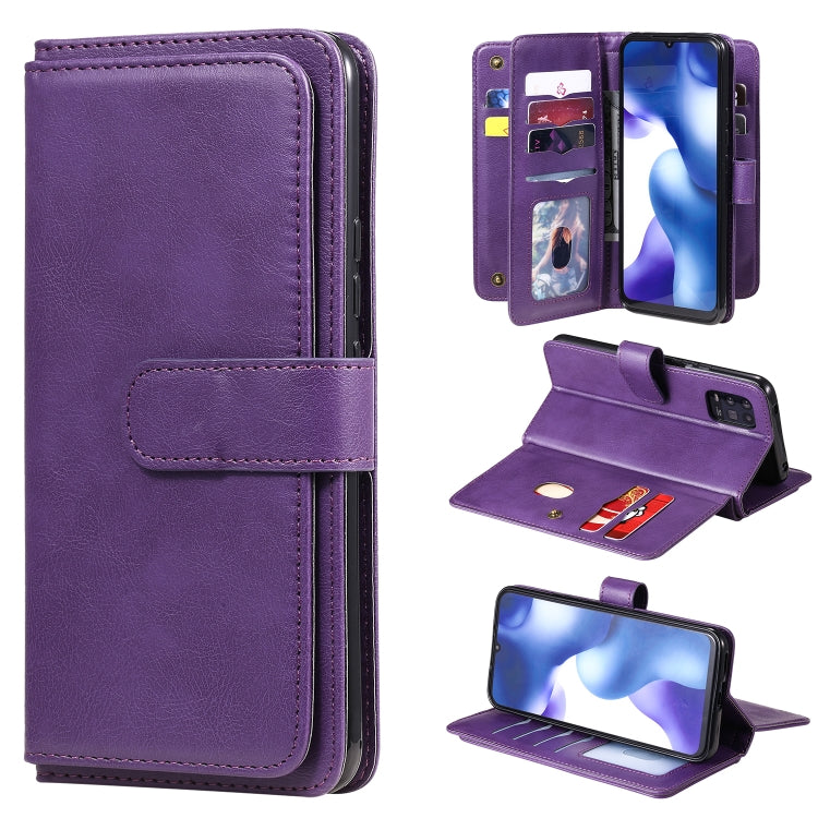 For Xiaomi Mi 10 Lite Multifunctional Magnetic Copper Buckle Horizontal Flip Solid Color Leather Case with 10 Card Slots & Wallet & Holder & Photo Frame