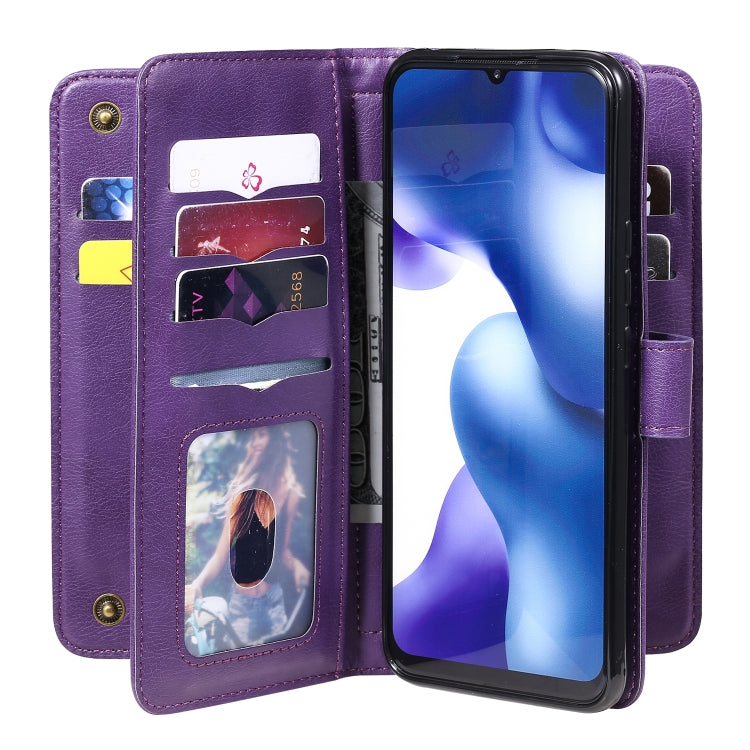 For Xiaomi Mi 10 Lite Multifunctional Magnetic Copper Buckle Horizontal Flip Solid Color Leather Case with 10 Card Slots & Wallet & Holder & Photo Frame