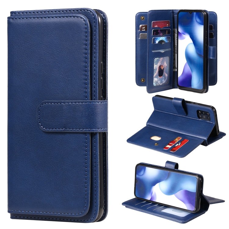 For Xiaomi Mi 10 Lite Multifunctional Magnetic Copper Buckle Horizontal Flip Solid Color Leather Case with 10 Card Slots & Wallet & Holder & Photo Frame